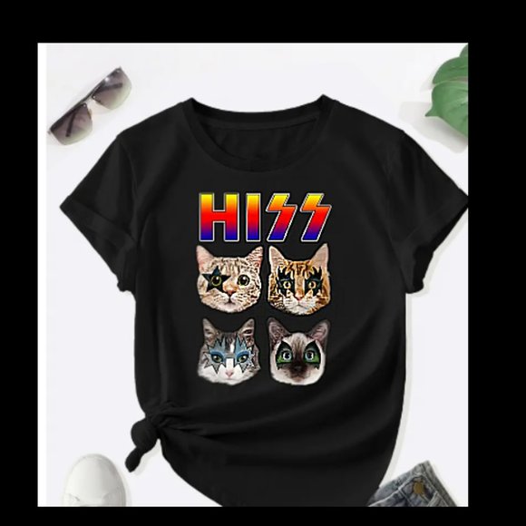 Hand Crafted Tops - HISS not KISS Cat Rock Band T